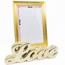 Ver imagem 1 de Kit Escultura Palavra + Porta Retrato Decorativo Enfeite Top - Love Dourado + Porta Retrato