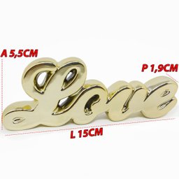Kit Escultura Palavra + Porta Retrato Decorativo Enfeite Top - Love Dourado + Porta Retrato - 5