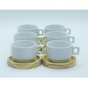 Ver imagem 2 de Jogo 6 Xícaras Café/chá Hotel 100ml Empilháveis com Pires de Pinus - Porcelana Branca