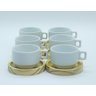 Jogo 6 Xícaras Café/chá Hotel 100ml Empilháveis com Pires de Pinus - Porcelana Branca - 2