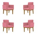 Ver imagem 1 de Kit 04 Poltronas Cadeira Reforçada - Escritório Rosa Cor:rosa