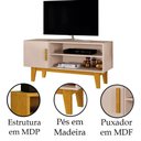 Ver imagem 2 de Rack Bancada para Tv de até 42 1 Porta Dallen Off White/naturale