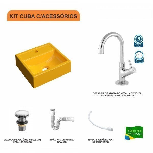 Kit Cuba Q32 com Torneira 1198 Metal e Válvula Click 1"G + Sifão PVC e Flexível Compace - 3