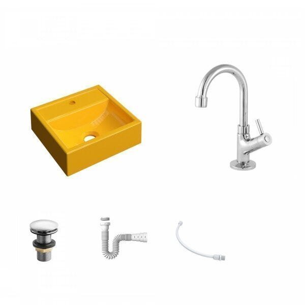 Kit Cuba Q32 com Torneira 1198 Metal e Válvula Click 1"G + Sifão PVC e Flexível Compace - 2
