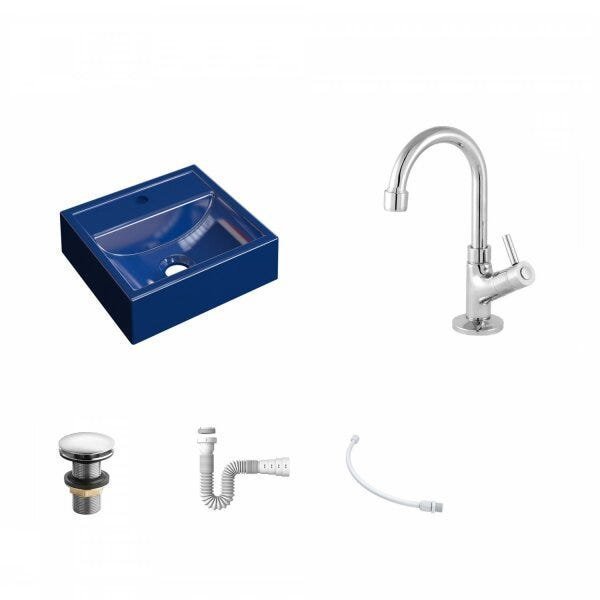 Kit Cuba Q32 com Torneira 1198 Metal e Válvula Click 1"G + Sifão PVC e Flexível Compace - 2