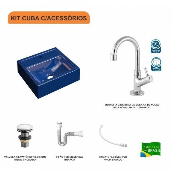 Kit Cuba Q32 com Torneira 1198 Metal e Válvula Click 1"G + Sifão PVC e Flexível Compace - 3