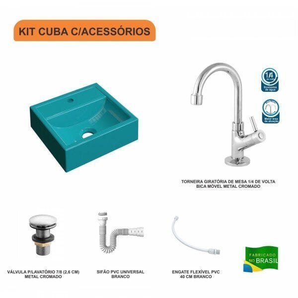 Kit Cuba Q32 com Torneira 1198 Metal e Válvula Click 1"G + Sifão PVC e Flexível Compace - 3