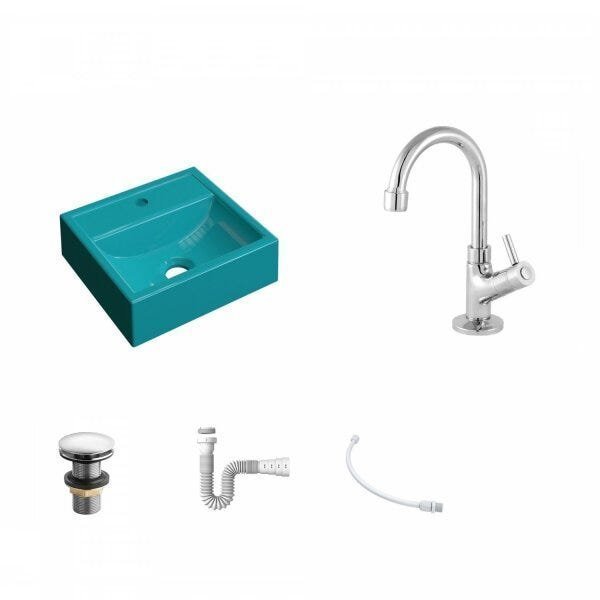Kit Cuba Q32 com Torneira 1198 Metal e Válvula Click 1"G + Sifão PVC e Flexível Compace - 2