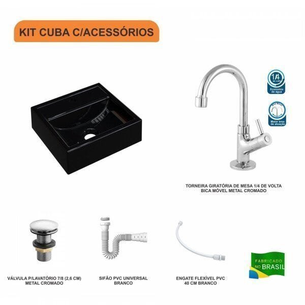Kit Cuba Q32 com Torneira 1198 Metal e Válvula Click 1"G + Sifão PVC e Flexível Compace - 3