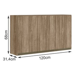 Armario Aereo 3 Portas 120 CM Em MDF Kali Premium 12197x10 Carvalho Rust Nicioli - 3 Armario Aereo 3 Portas 120 CM Em MDF Kali Premium 12197x10 Carvalho Rust Nicioli - 3
