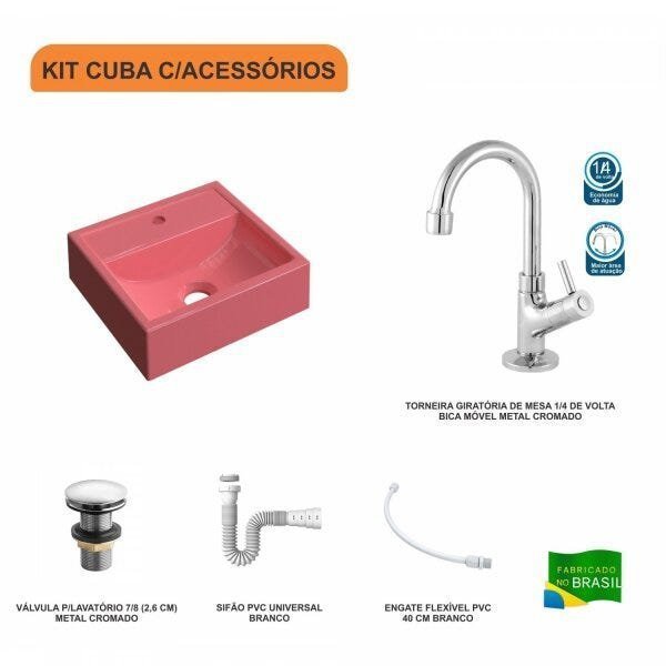Kit Cuba Q32 com Torneira 1198 Metal e Válvula Click 1"G + Sifão PVC e Flexível Compace - 3