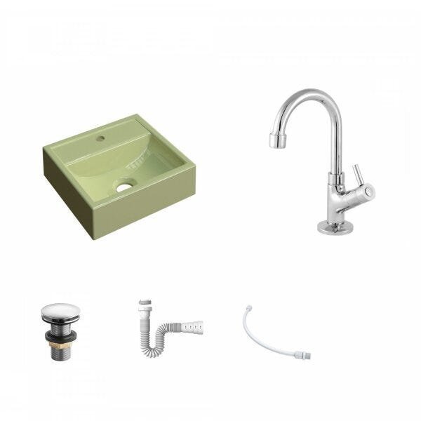 Kit Cuba Q32 com Torneira 1198 Metal e Válvula Click 1"G + Sifão PVC e Flexível Compace - 2