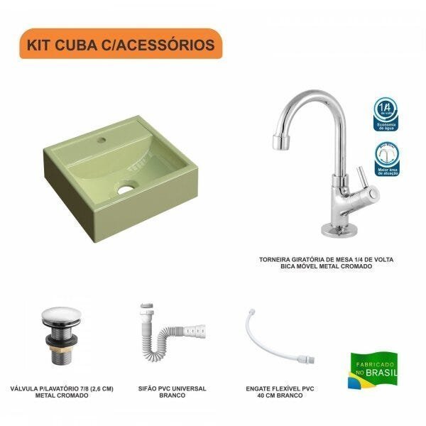 Kit Cuba Q32 com Torneira 1198 Metal e Válvula Click 1"G + Sifão PVC e Flexível Compace - 3