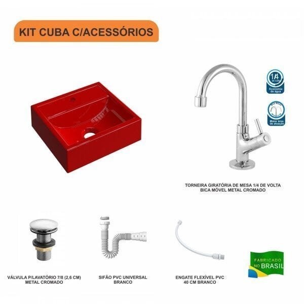 Kit Cuba Q32 com Torneira 1198 Metal e Válvula Click 1"G + Sifão PVC e Flexível Compace - 3