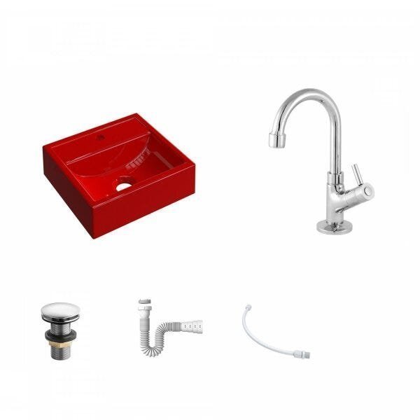 Kit Cuba Q32 com Torneira 1198 Metal e Válvula Click 1"G + Sifão PVC e Flexível Compace - 2