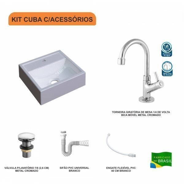 Kit Cuba Q32 com Torneira 1198 Metal e Válvula Click 1"G + Sifão PVC e Flexível Compace - 3