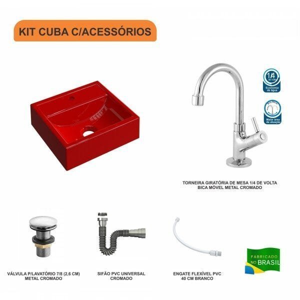 Kit Cuba Q32 com Torneira 1198 Metal e Válvula Click 1"G + Sifão Cromado e Flexível Compace - 3