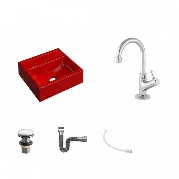 Kit Cuba Q32 com Torneira 1198 Metal e Válvula Click 1"G + Sifão Cromado e Flexível Compace - 2