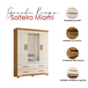Ver imagem 3 de Guarda Roupa Solteiro Miami e Cômoda Vênus Freijó Off White – Moval