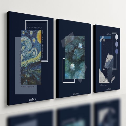 Kit 3 Quadro Moderno Placa Decorativa Luxuoso Arte Abstrata 28x20cm