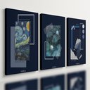 Ver imagem 1 de Kit 3 Quadro Moderno Placa Decorativa Luxuoso Arte Abstrata 28x20cm