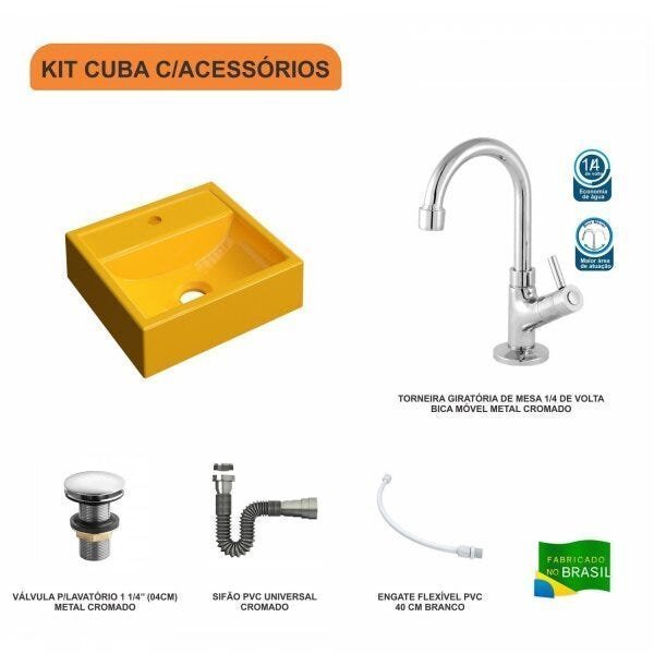 Kit Cuba Q32 com Torneira 1198 Metal e Válvula Click 1 1/2" + Sifão Cromado e Flexível Compace - 3
