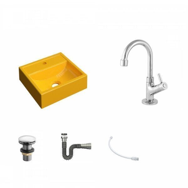 Kit Cuba Q32 com Torneira 1198 Metal e Válvula Click 1 1/2" + Sifão Cromado e Flexível Compace - 2