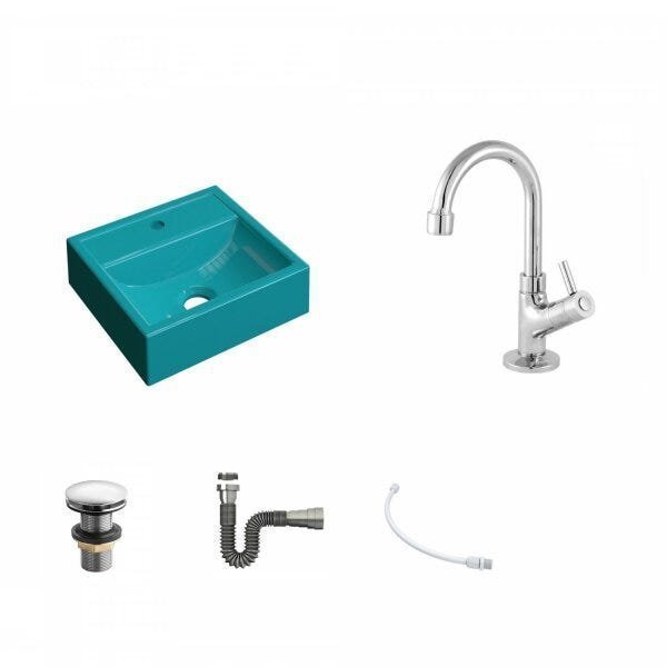 Kit Cuba Q32 com Torneira 1198 Metal e Válvula Click 1 1/2" + Sifão Cromado e Flexível Compace - 2