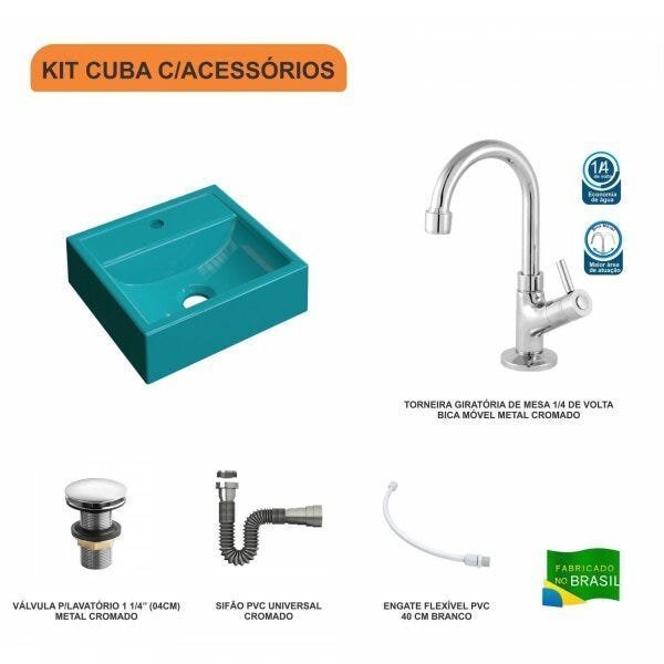Kit Cuba Q32 com Torneira 1198 Metal e Válvula Click 1 1/2" + Sifão Cromado e Flexível Compace - 3