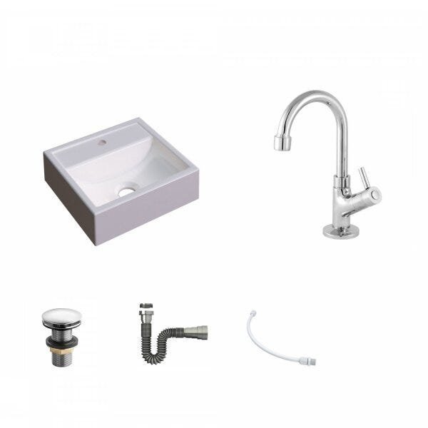 Kit Cuba Q32 com Torneira 1198 Metal e Válvula Click 1 1/2" + Sifão Cromado e Flexível Compace - 2