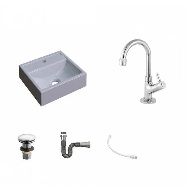 Kit Cuba Q32 com Torneira 1198 Metal e Válvula Click 1 1/2" + Sifão Cromado e Flexível Compace - 2