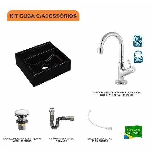 Kit Cuba Q32 com Torneira 1198 Metal e Válvula Click 1 1/2" + Sifão Cromado e Flexível Compace - 3