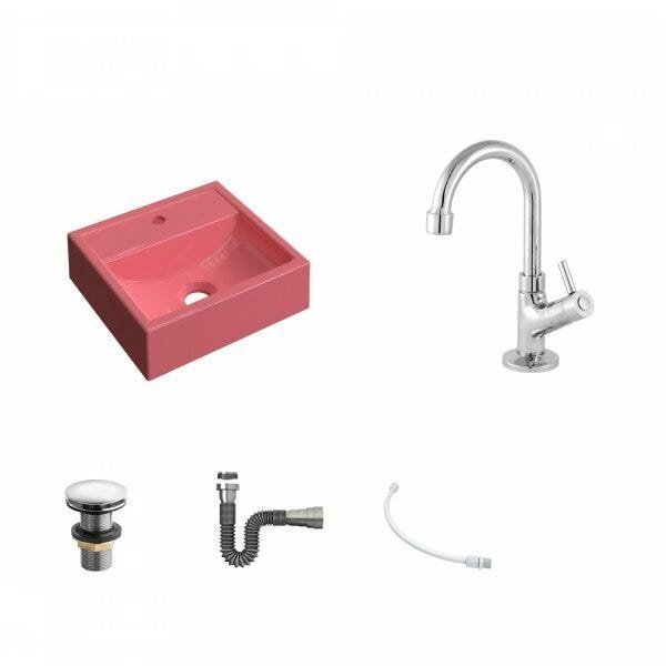 Kit Cuba Q32 com Torneira 1198 Metal e Válvula Click 1 1/2" + Sifão Cromado e Flexível Compace - 2