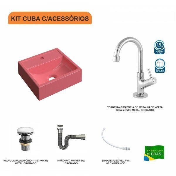 Kit Cuba Q32 com Torneira 1198 Metal e Válvula Click 1 1/2" + Sifão Cromado e Flexível Compace - 3