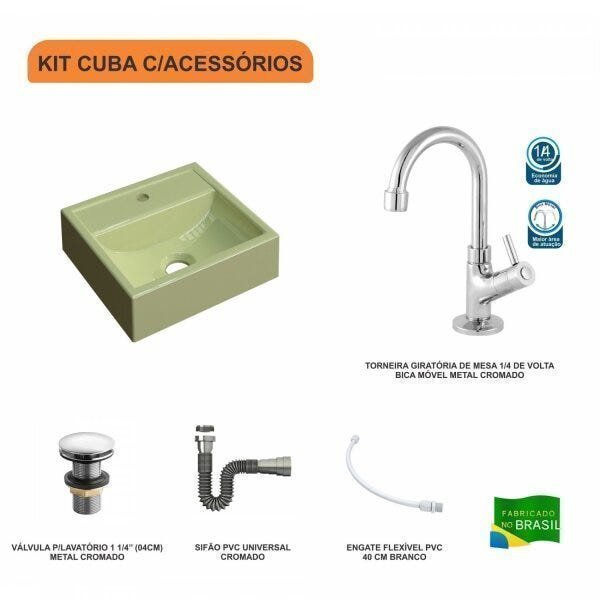 Kit Cuba Q32 com Torneira 1198 Metal e Válvula Click 1 1/2" + Sifão Cromado e Flexível Compace - 3