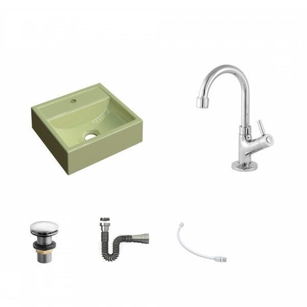 Kit Cuba Q32 com Torneira 1198 Metal e Válvula Click 1 1/2" + Sifão Cromado e Flexível Compace - 2