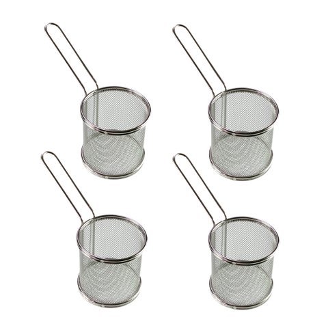 Kit 4 Cesta para Servir Porções Fritas Frango Salgados Petiscos Restaurante Hamburgueria