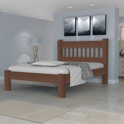 Cama Casal Madeira Maciça Pérola Angelim Pedra/tauari Tabaco - 1