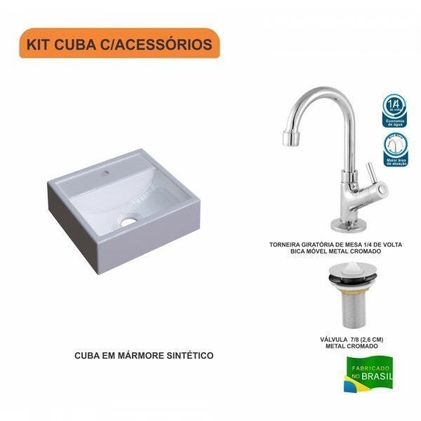 Kit Cuba Q32 com Torneira 1198 Metal e Válvula 1" Compace - 3