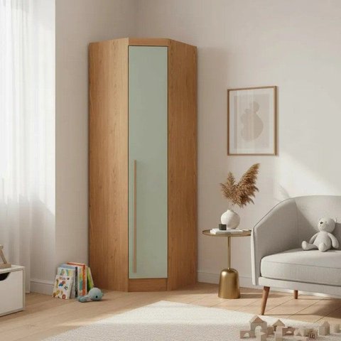 Guarda Roupa de Canto Oblíquo Modulado 1 Porta Cedro e Pistache Infinity Marrom