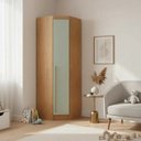 Ver imagem 1 de Guarda Roupa de Canto Oblíquo Modulado 1 Porta Cedro e Pistache Infinity Marrom