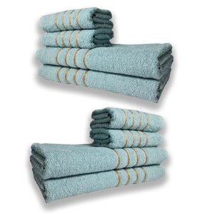 2 Jogos de 4 Toalhas 4 Banho 4 Rosto Dubai 100% Algodão Verde Claro