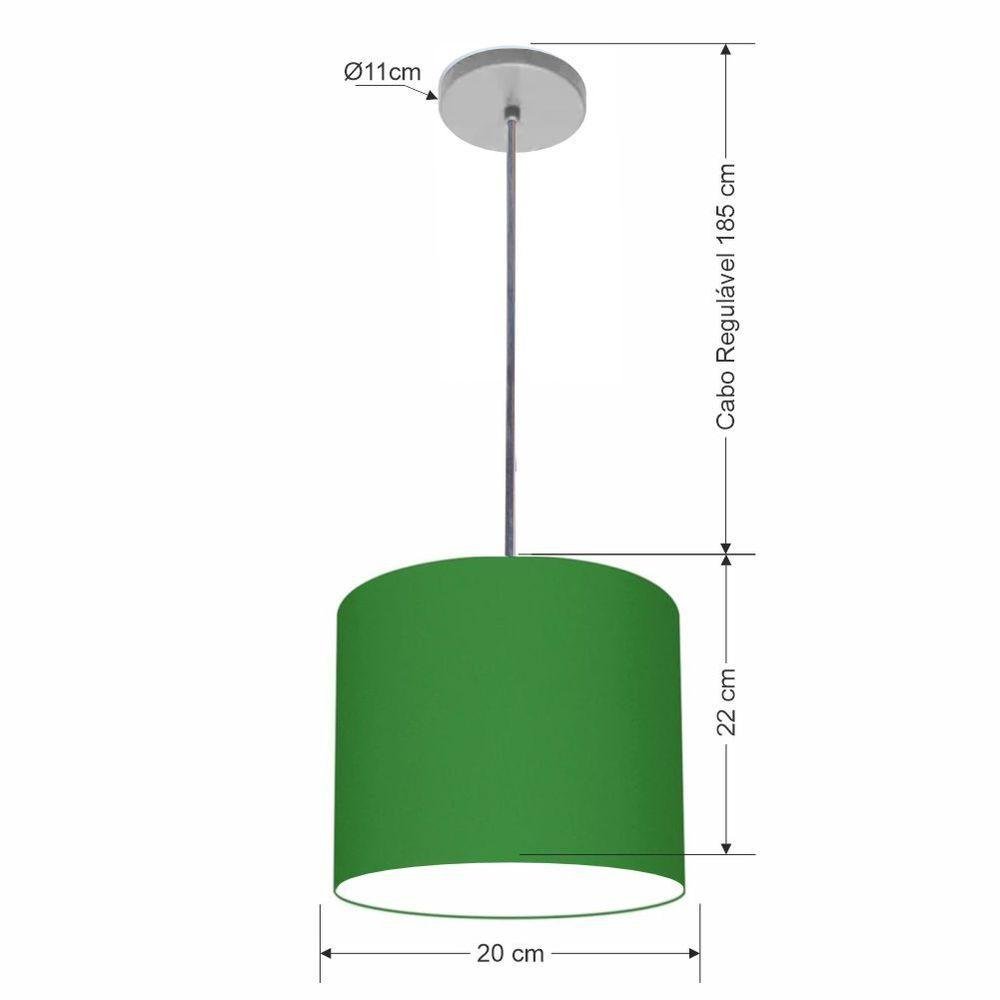 Luminária Pendente Vivare Free Lux Md-4105 Cúpula em Tecido Verde-folha da Canopla Canopla Cinza e - 4