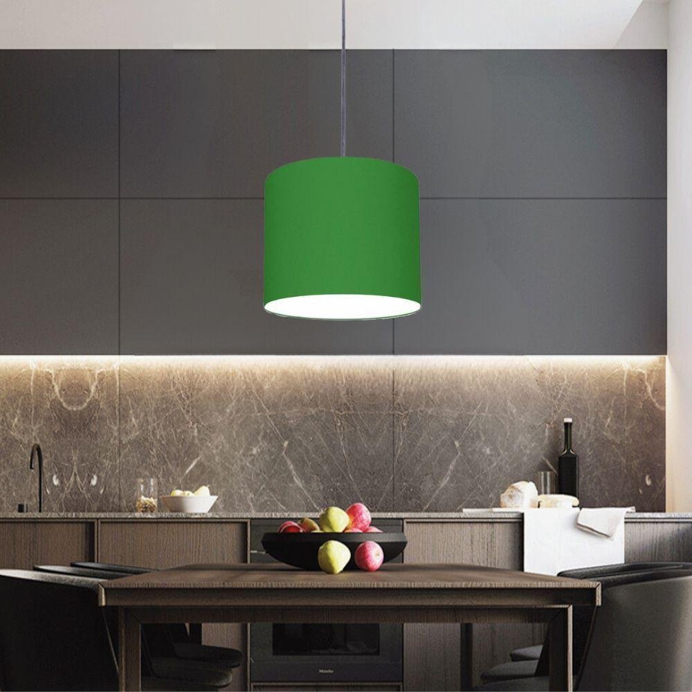 Luminária Pendente Vivare Free Lux Md-4105 Cúpula em Tecido Verde-folha da Canopla Canopla Cinza e - 3