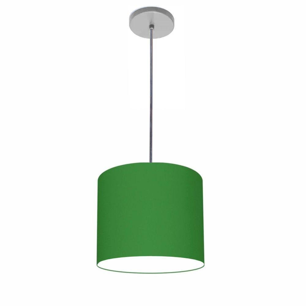 Luminária Pendente Vivare Free Lux Md-4105 Cúpula em Tecido Verde-folha da Canopla Canopla Cinza e - 1