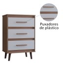 Ver imagem 5 de Cômoda Mila para Quarto 3 Gavetas Pés Retrô Savana Off White: Savana Off White