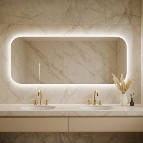 Espelho Lapidado P/ Salão C/ Led Neutro 4000k Atrás 100x80cm - Led Neutro