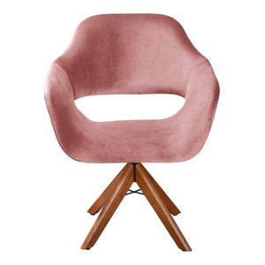 Poltrona Decorativa Zara Base Giratória - Veludo Rosê