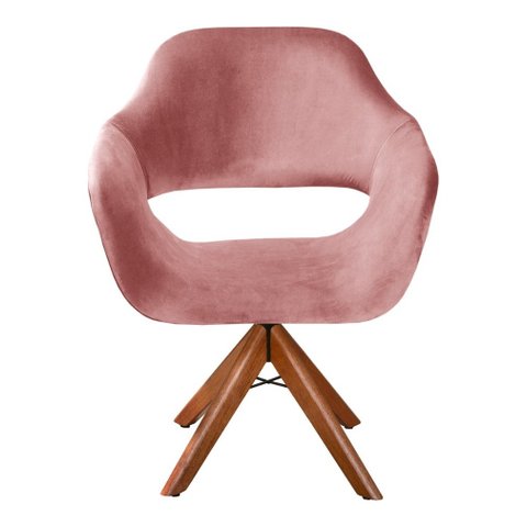 Poltrona Decorativa Zara Base Giratória - Veludo Rosê