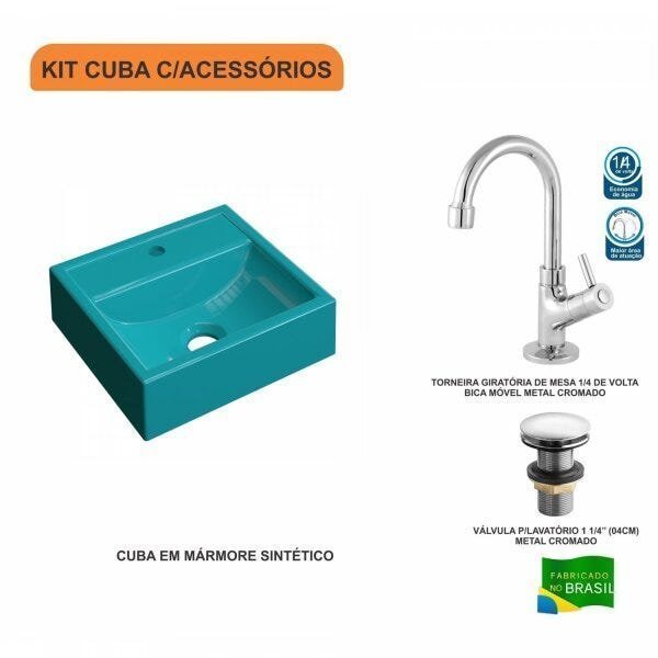 Kit Cuba Q32 com Torneira 1198 Metal e Válvula Click 1 Pol. 1/2 - 3